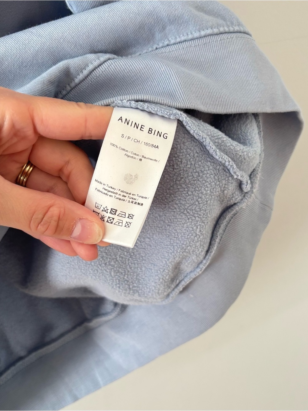 Anine Bing Tyler Crewneck in Capri Blue Oversized Sweatshirt Sweater Graphic - Picture 8 of 10